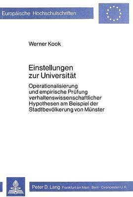 bokomslag Einstellungen Zur Universitaet