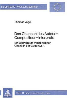 Das Chanson Des Auteur-Compositeur-Interprte 1