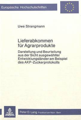 bokomslag Lieferabkommen Fuer Agrarprodukte