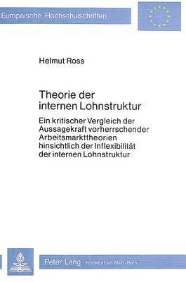 bokomslag Theorie Der Internen Lohnstruktur