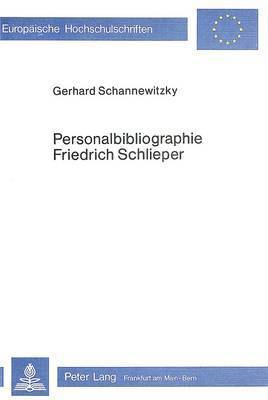 Personalbibliographie Friedrich Schlieper 1