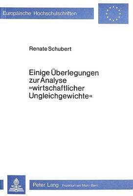 bokomslag Einige Ueberlegungen Zur Analyse Wirtschaftlicher Ungleichgewichte