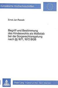 bokomslag Begriff Und Bestimmung Des Kindeswohls ALS Massstab Bei Der Sorgerechtsregelung Nach  1671, 1672 Bgb