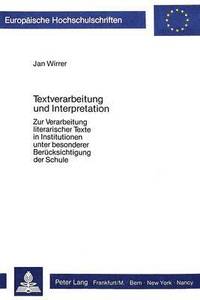 bokomslag Textverarbeitung Und Interpretation