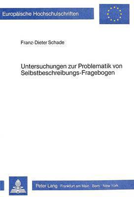 bokomslag Untersuchungen Zur Problematik Von Selbstbeschreibungs-Frageboden