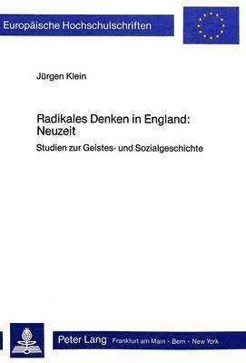 bokomslag Radikales Denken in England: Neuzeit