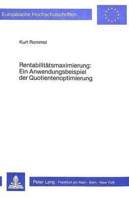 bokomslag Rentabilitaetsmaximierung
