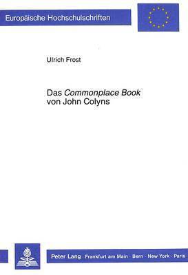 bokomslag Das Commonplace Book Von John Colyns