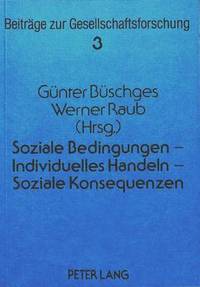 bokomslag Soziale Bedingungen - Individuelles Handeln - Soziale Konsequenzen