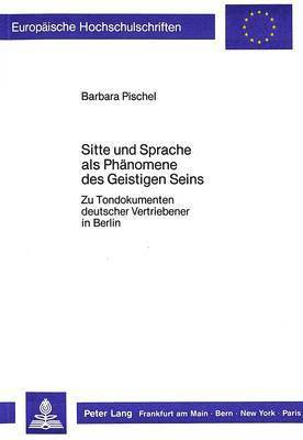 bokomslag Sitte Und Sprache ALS Phaenomene Des Geistigen Seins