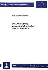 bokomslag Zur Optimierung Von Grammatikalischen Instruktionstexten