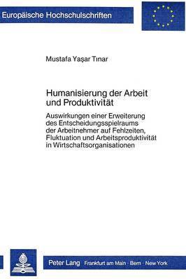 Humanisierung Der Arbeit Und Produktivitaet 1
