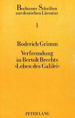 bokomslag Verfremdung in Bertolt Brechts «Leben Des Galilei»