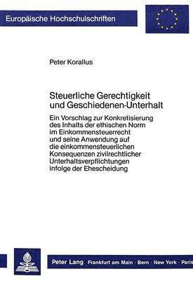 bokomslag Steuerliche Gerechtigkeit Und Geschiedenen-Unterhalt