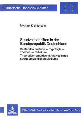bokomslag Sportzeitschriften in Der Bundesrepublik Deutschland