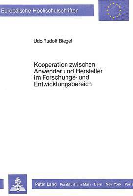 bokomslag Kooperation Zwischen Anwender Und Hersteller Im Forschungs- Und Entwicklungsbereich