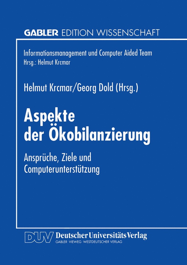 Helmut Krcmar, Georg Dold - Aspekte der Ökobilanzierung, Häftad