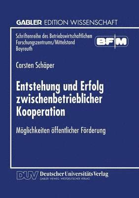 Entstehung Und Erfolg Zwischenbetrieblicher Kooperation: Möglichkeiten Öffentlicher Förderung, Häftad