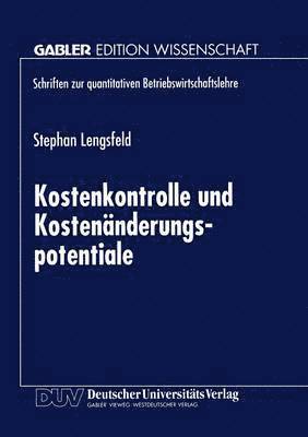 bokomslag Kostenkontrolle Und Kostenänderungspotentiale