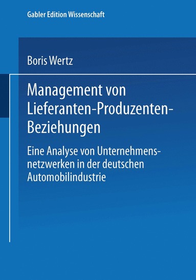 bokomslag Management von Lieferanten-Produzenten-Beziehungen