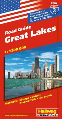 bokomslag USA Great Lakes/Stora sjöarna karta nr 3 Hallwag : 1:1,2milj