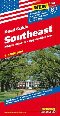 bokomslag USA Southeast/Sydöstra USA karta nr 8 Hallwag : 1:1milj