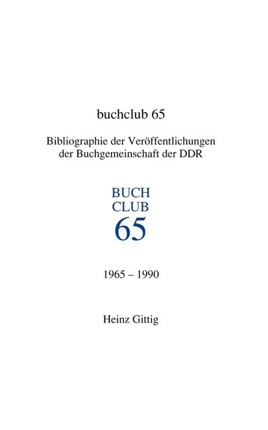 bokomslag Buchclub 65. Bibliographie