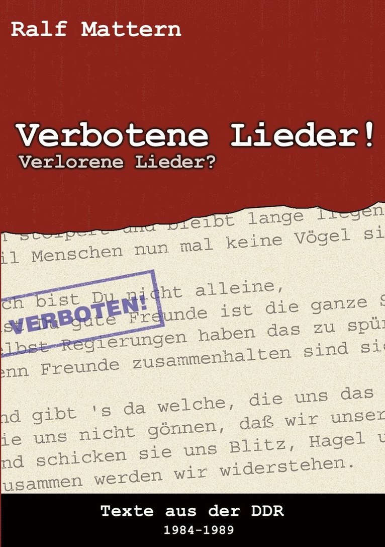 Verbotene Lieder! Verlorene Lieder? 1