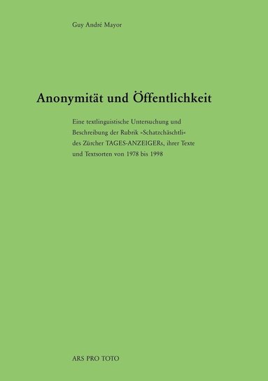 bokomslag Anonymität und Öffentlichkeit