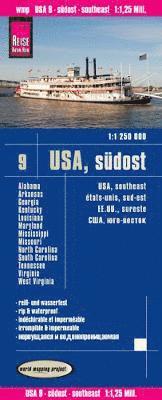 bokomslag Reise Know-How Landkarte USA 9 Südost 1 : 1.250.000: Missouri, Kentucky, West Virginia, South Carolina, ...