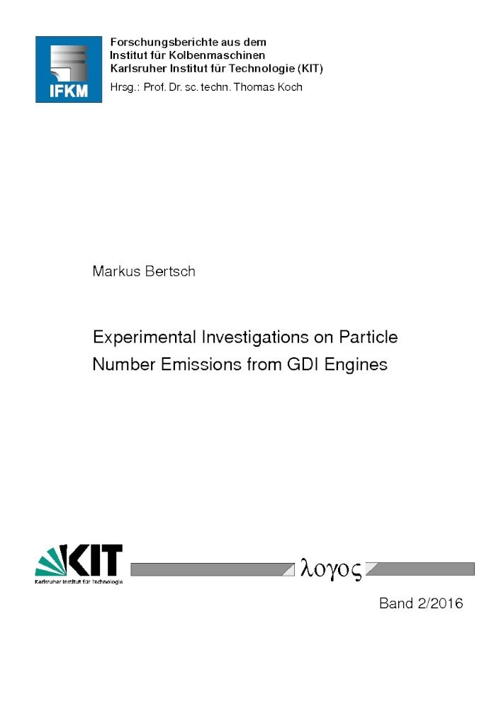 Markus Bertsch - Experimental Investigations on Particle Number Emissions from Gdi Engines, Häftad