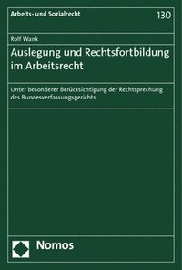 bokomslag Auslegung Und Rechtsfortbildung Im Arbeitsrecht: Unter Besonderer Berucksichtigung Der Rechtsprechung Des Bundesverfassungsgerichts