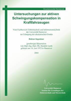 bokomslag Untersuchungen zur aktiven Schwingungskompensation in Kraftfahrzeugen