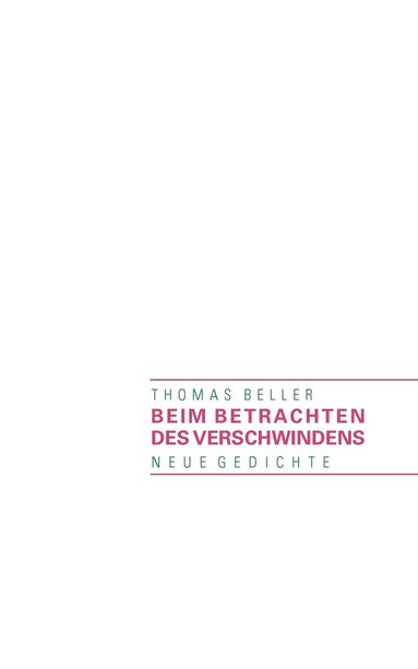 Thomas Beller - Beim Betrachten des Verschwindens, Häftad