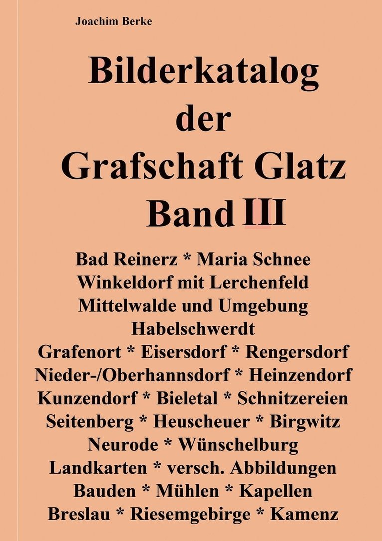 Bilderkatalog der Grafschaft Glatz Band III 1