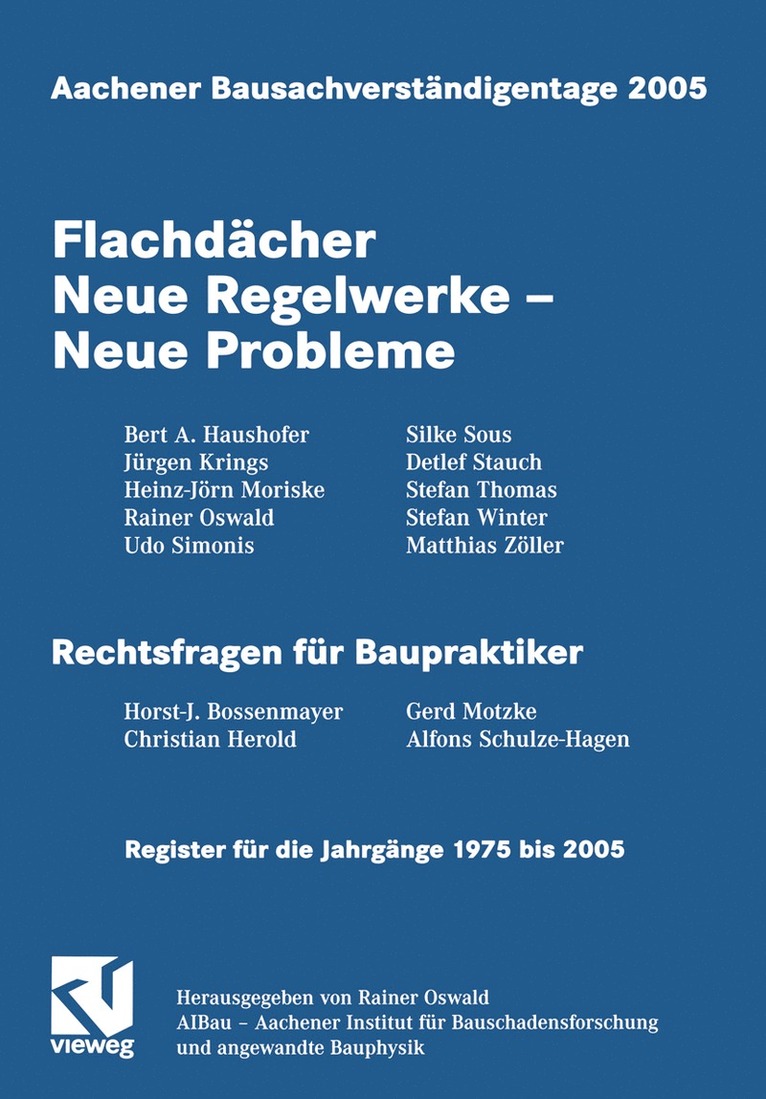 Rainer Oswald - Aachener Bausachverständigentage 2005, Häftad