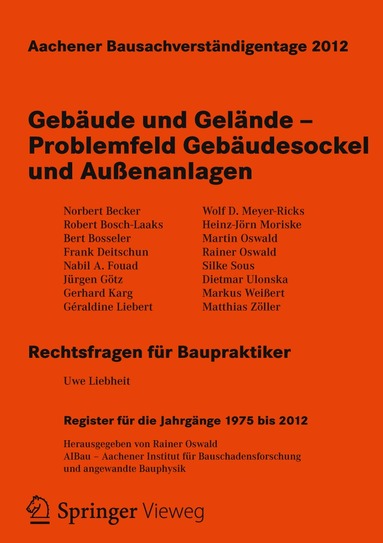 Rainer Oswald, Rainer Oswald - Aachener Bausachverständigentage 2012, Häftad