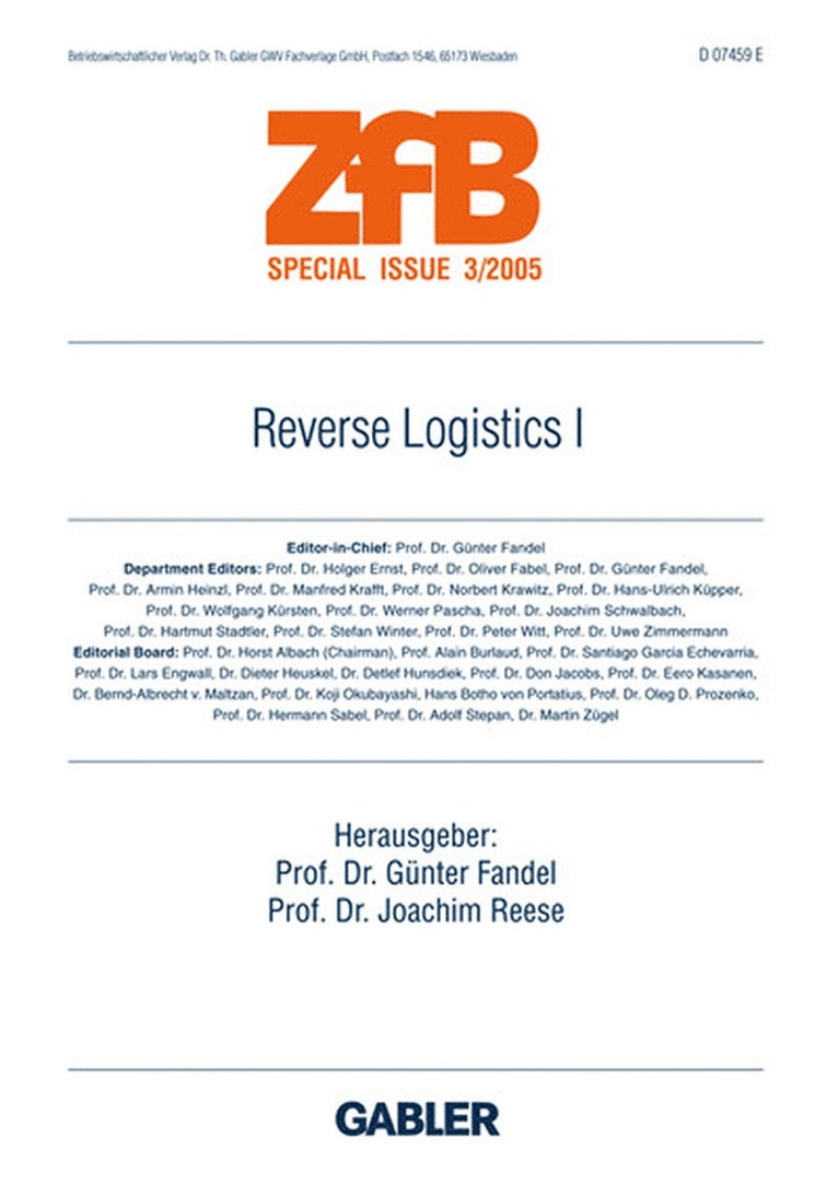Günter Fandel, Joachim Reese - Reverse Logistics I, Häftad