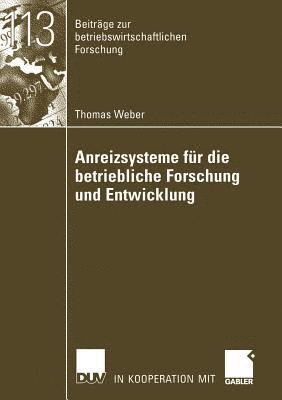 bokomslag Anreizsysteme Für Die Betriebliche Forschung Und Entwicklung