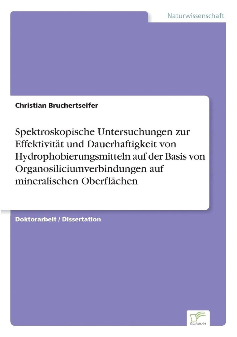 Christian Bruchertseifer - Spektroskopische Untersuchungen zur Effektivität und Dauerhaftigkeit von Hydrophobierungsmitteln auf der Basis von Organosiliciumverbindungen auf mineralischen Oberflächen, Häftad