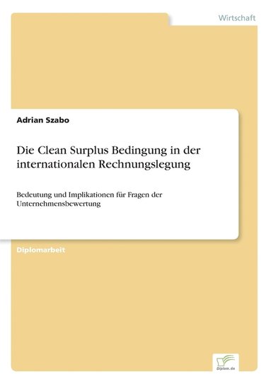 bokomslag Clean Surplus Bedingung in der internationalen Rechnungslegung