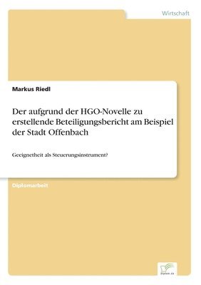 Markus Riedl - aufgrund der HGO-Novelle zu erstellende Beteiligungsbericht am Beispiel der Stadt Offenbach, Häftad