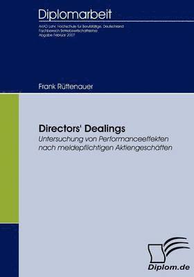 Directors' Dealings - Untersuchung von Performanceeffekten nach meldepflichtigen Aktiengeschften 1