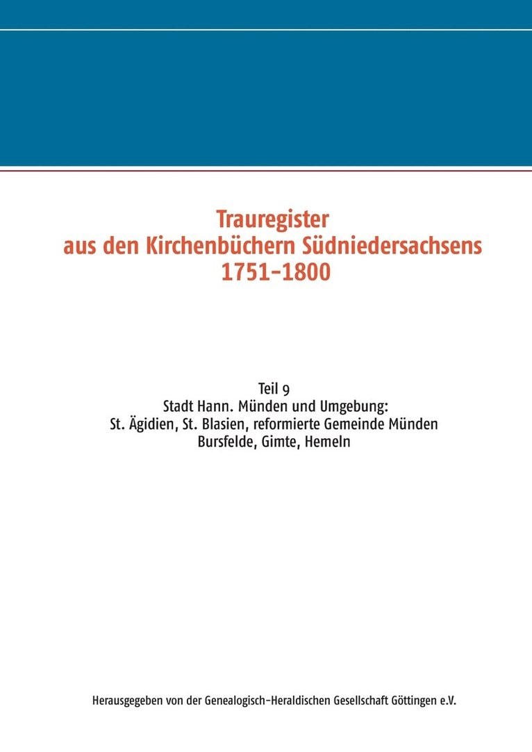 Trauregister aus den Kirchenbchern Sdniedersachsens 1751-1800 1