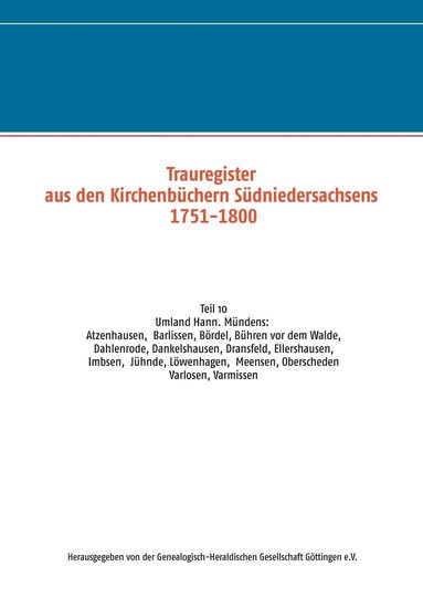 bokomslag Trauregister aus den Kirchenbchern Sdniedersachsens 1751-1800