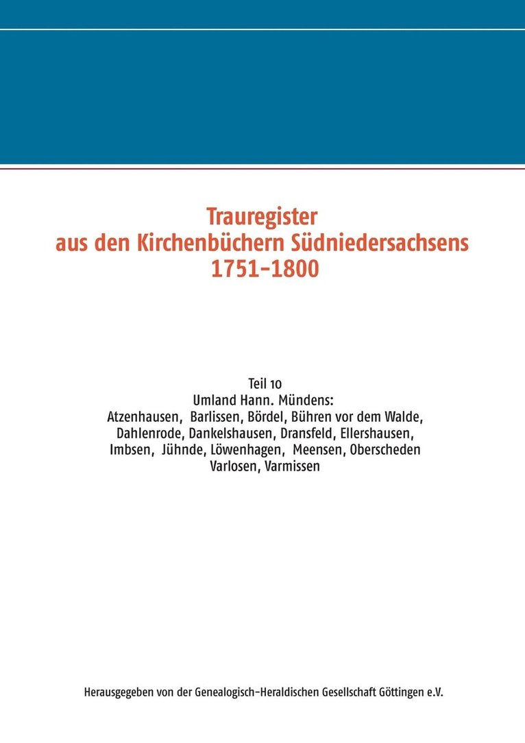 Trauregister aus den Kirchenbchern Sdniedersachsens 1751-1800 1