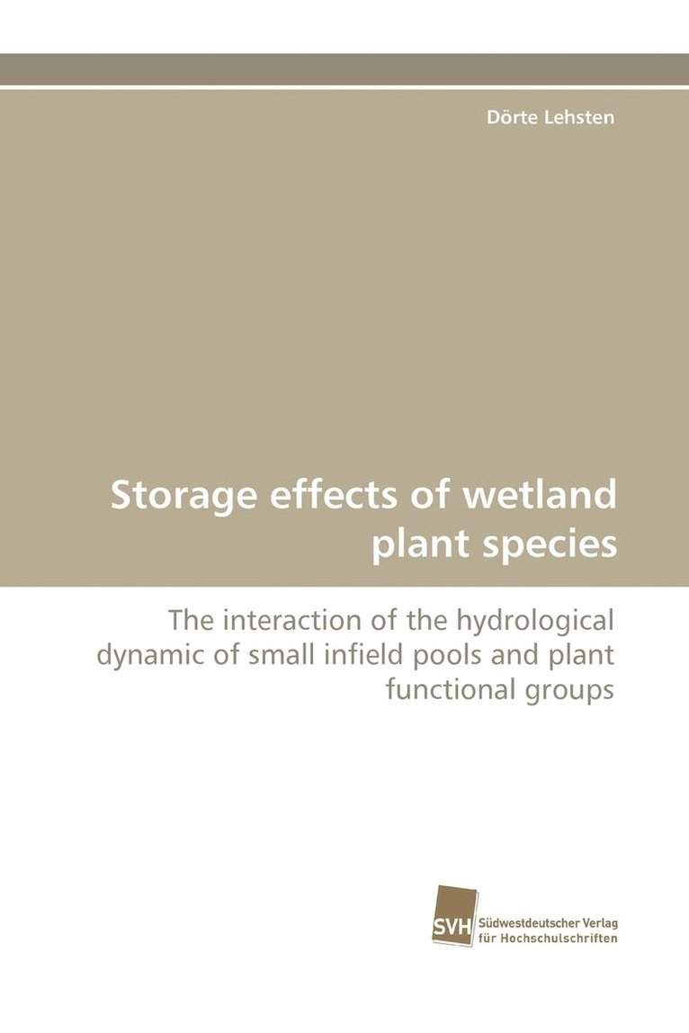 Storage Effects of Wetland Plant Species 1