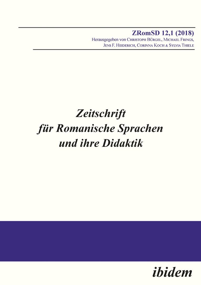 Zeitschrift fr Romanische Sprachen und ihre Didaktik. Heft 12.1 1