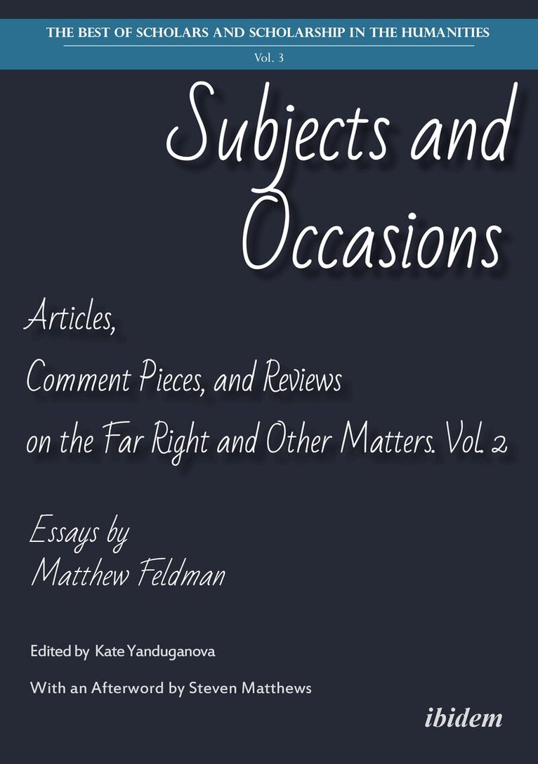 Matthew Feldman, Kate Yanduganova - Subjects and Occasions, Häftad