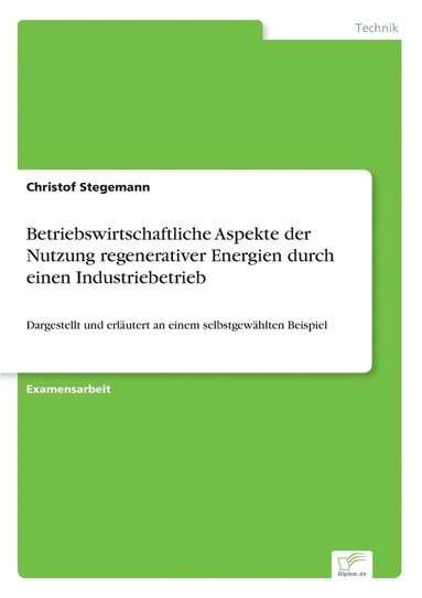 bokomslag Betriebswirtschaftliche Aspekte der Nutzung regenerativer Energien durch einen Industriebetrieb